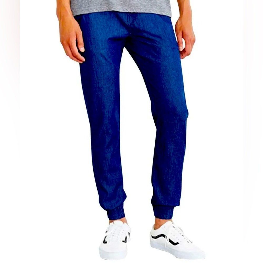 NWT PUBLISH MEN'S VANDORE RIB CUFF JOGGER STYLE PANTS SOLID DENIM INDIGO MSRP120